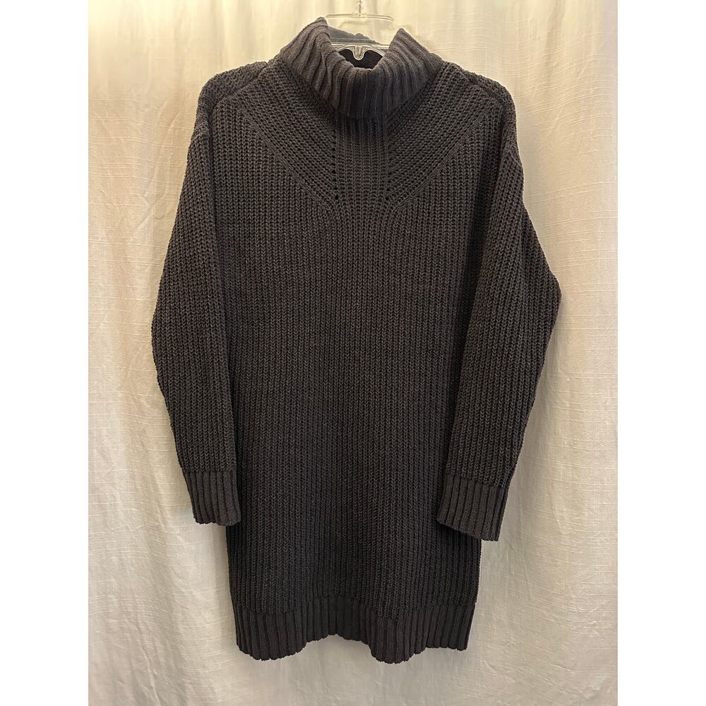 American Eagle Knit Chenille Lightweight LS Dress Dark Gray Medium Mock Neck NWT